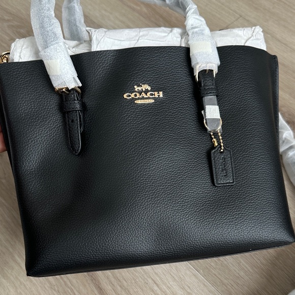Coach Black  Leather  Mollie Tote Bag 25 - Picture 1 of 5